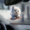 Cat Car Pendant 2D Flat Acrylic Car Rearview Mirror Pendant Kitty Hanging Ornament Whimsical Charm Christmas Tree Ornaments Gift