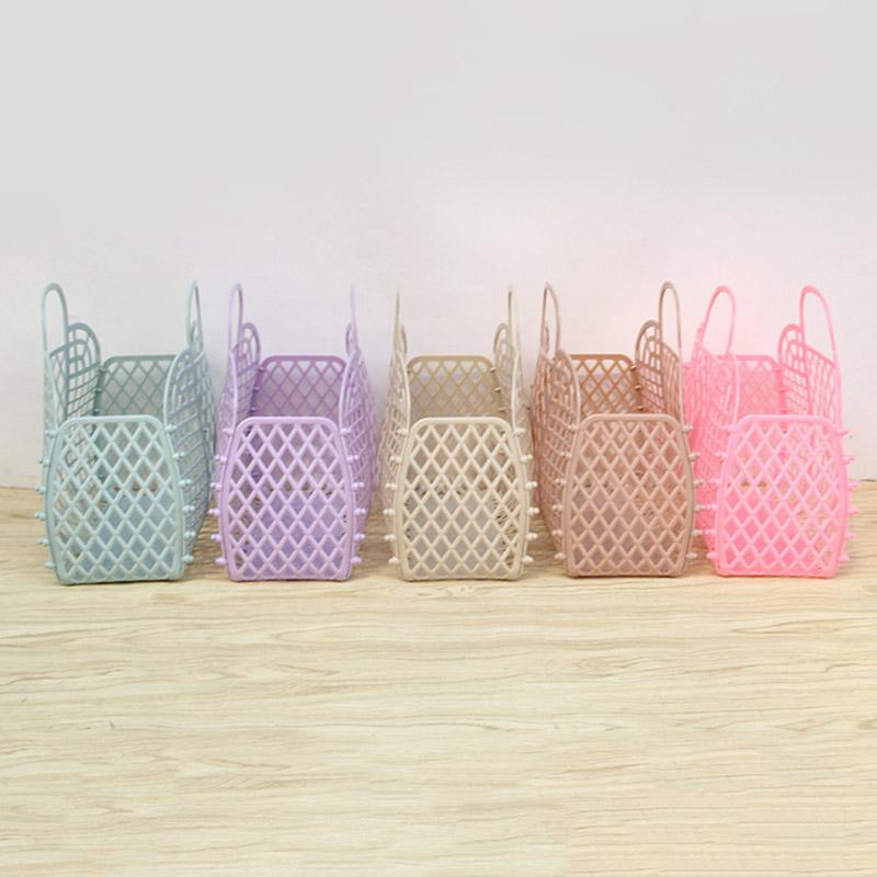 Маленькая пластиковая корзина для хранения, 1 шт., корзина для ванны, корзина для белья, складной органайзер для шампуня, студенческое общежитие