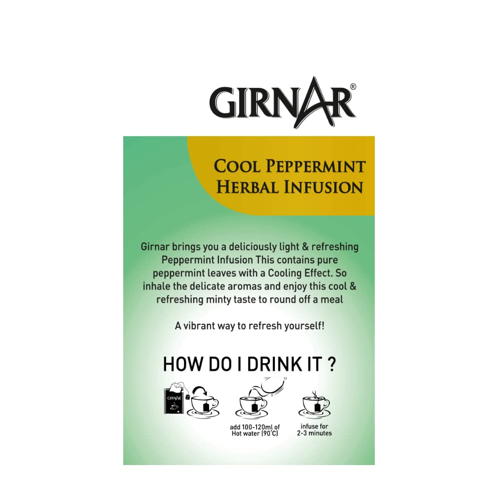 Girnar Чайный напиток с мятой и травами Cool Peppermint, 10 пакетиков, без кофеина, успокаивающий мятный напиток