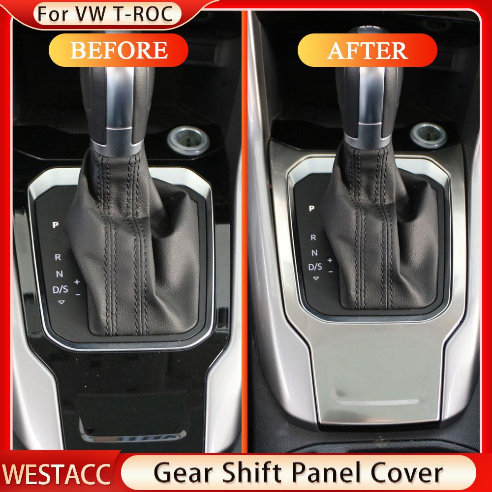 Нержавеющая сталь автомобиля ручка переключения передач панель крышка наклейка отделка для Volkswagen VW Troc T-Roc 2018 2022
