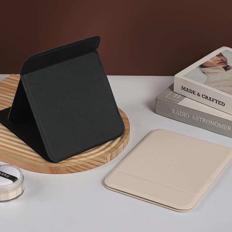 Portable PU Leather Folding Makeup Mirror - Square, Vintage Design In Large, Medium, Small for On-the-Go Beauty and Touch-Ups.