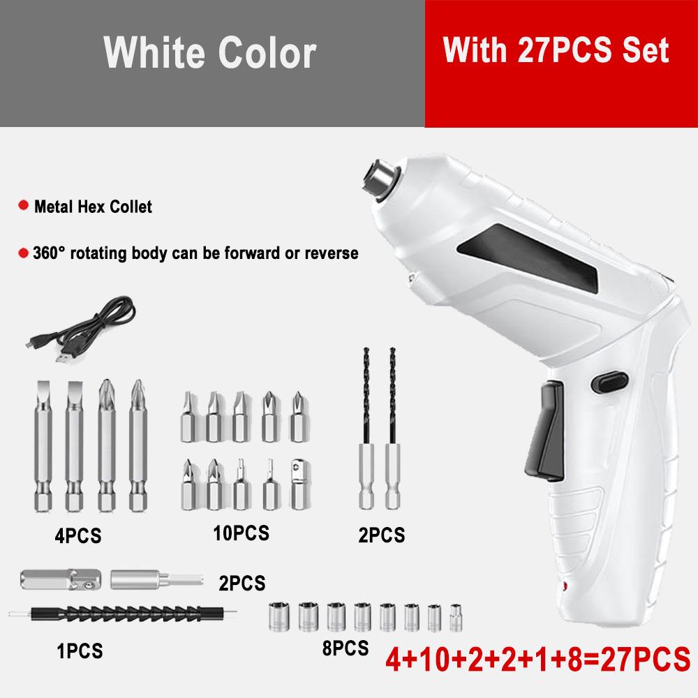 Перезаряжаемая дрель и отвертка, набор отверток с электрической батареей, беспроводной мини-компактный набор отверток, аккумуляторная дрель