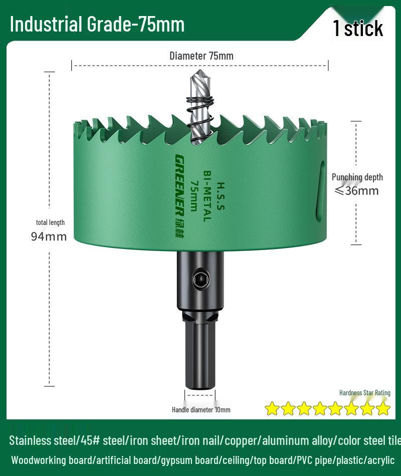 Green Forest Hole Saw Drill Bit for Metal, Wood, Plastic, and Gypsum Board