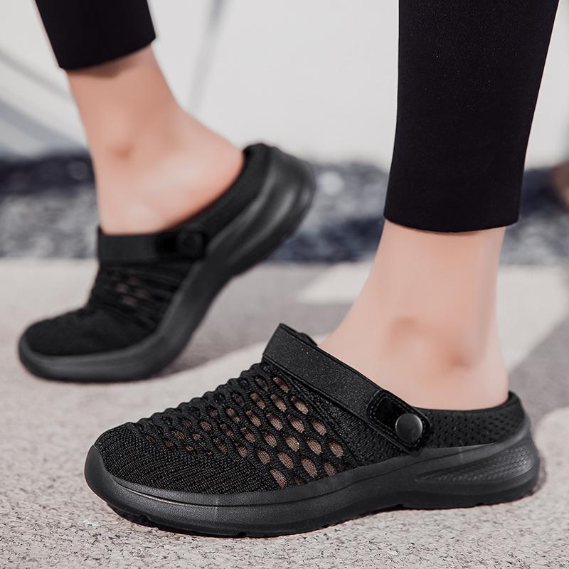 Женская летняя спортивная обувь, новые сандалии на платформе, женские сетчатые спортивные дышащие пляжные тапочки на плоской подошве, модные уличные прогулочные тапочки