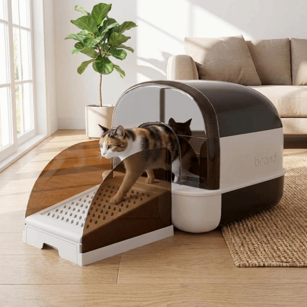 Anti Tracking Cat Litter Ramp with Drawer Adjustable Height Cat Litter Catcher for Cat House