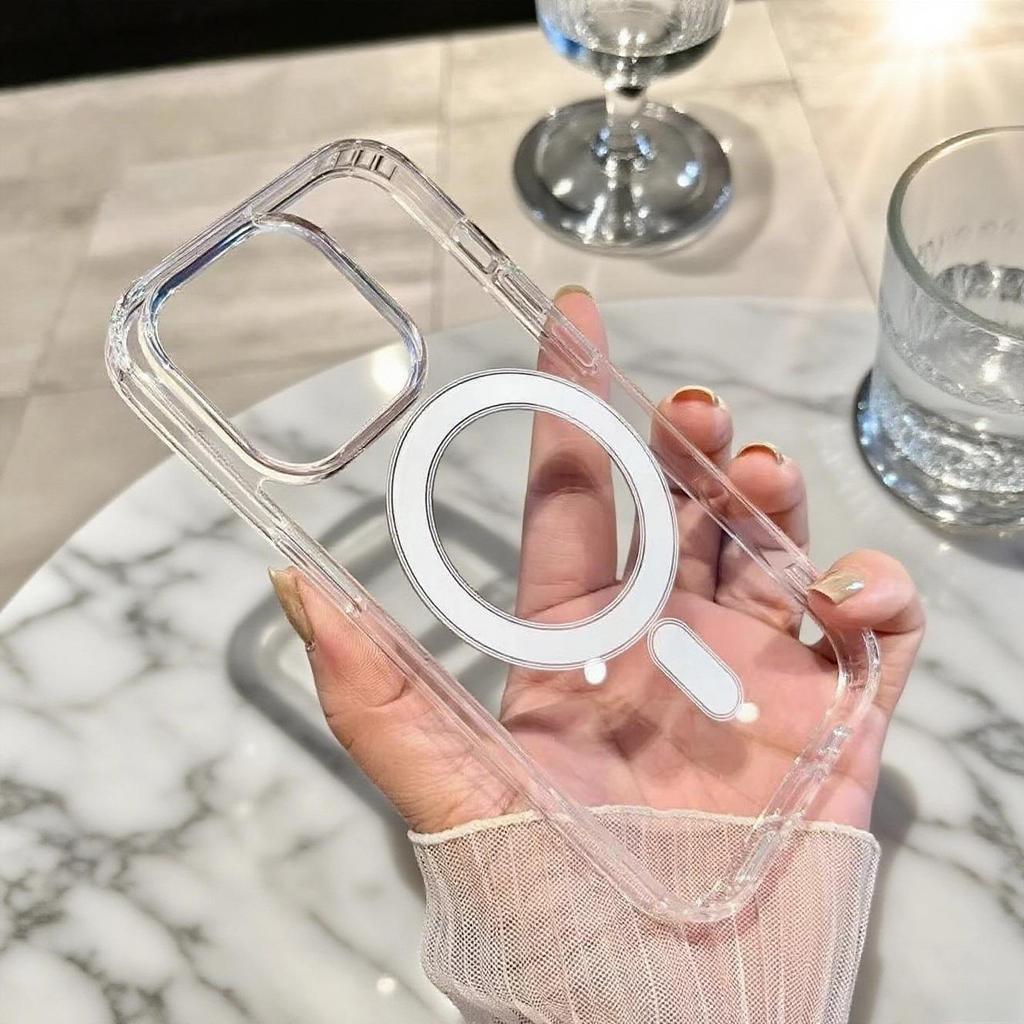 Магнитный прозрачный чехол для Apple iPhone 17 Pro Max, совместимый с 16/15/14/13, Magsafe два в одном.