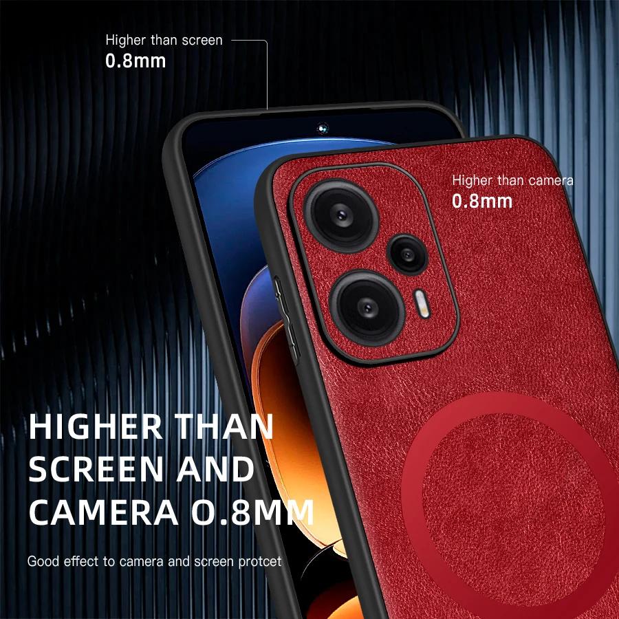 Для POCO F5 F5 Pro Чехол из ПУ кожи с магнитным кольцом, мягкими краями, защитой от падений и отпечатков пальцев