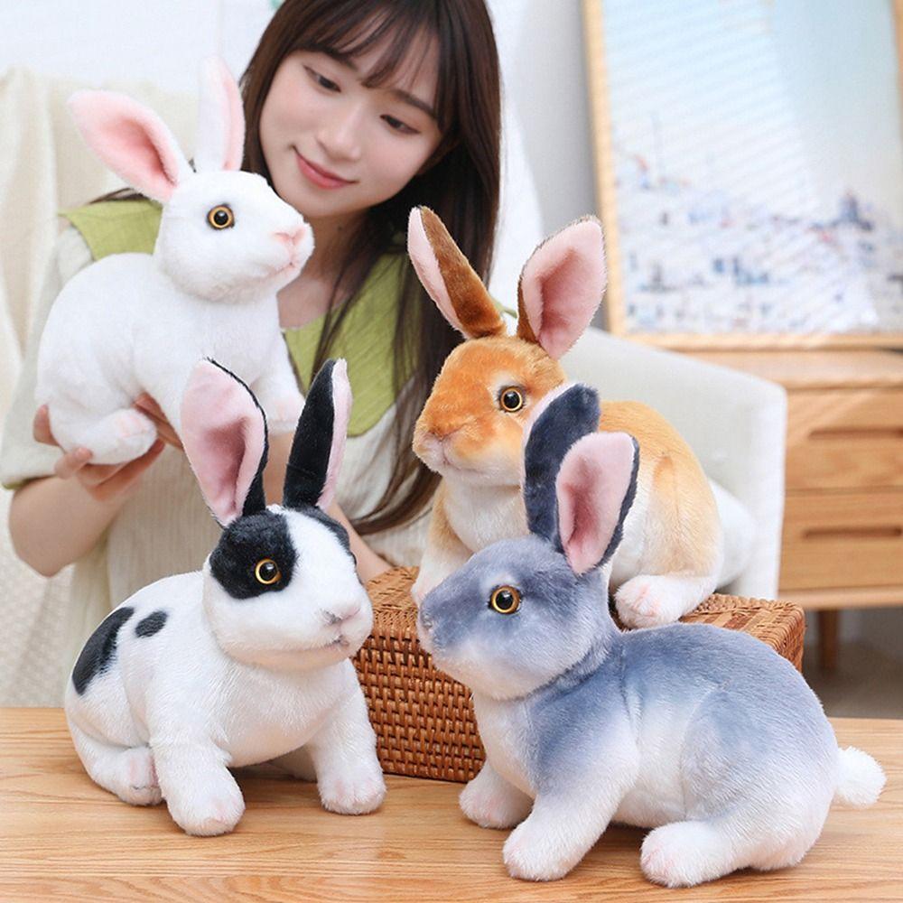 Kids Birthday Kawaii Rabbit Plush Toy Simulation Long Ears Rabbit Lifelike Animal Stuffed Doll Toys