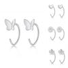 Earrings Silver Women Heart Flower Star Moon Butterfly Shape Stud Decoration