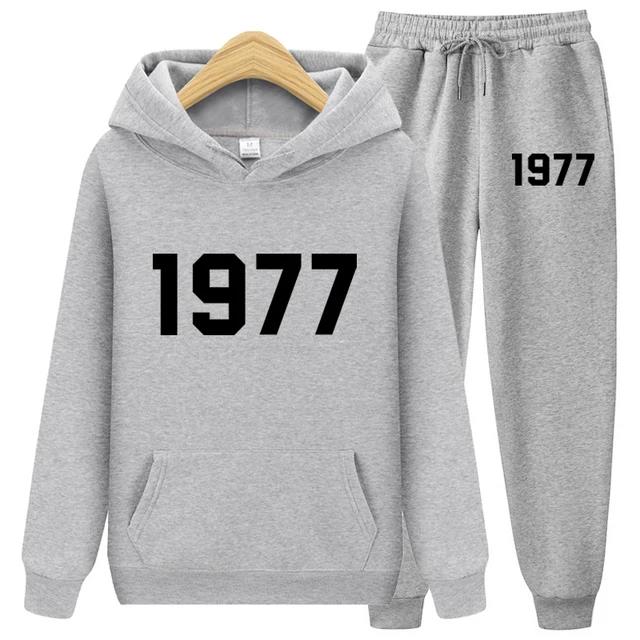 1977 Толстовка из двух предметов, комплект для мужчин и женщин, модный бренд High Street, свободные флисовые осенне-зимние теплые толстовки + брюки