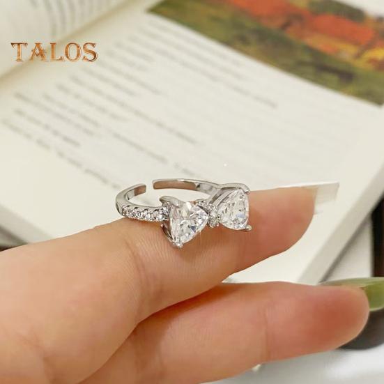 Кольцо-бантик с кубическим цирконием, регулируемое, со стразами, с бантом, открытое, обручальное, ювелирное изделие для женщин