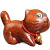Уверенный Кот Резьба по самшиту: Милый мультяшный котенок-украшение и ручка из дерева ручной работы.