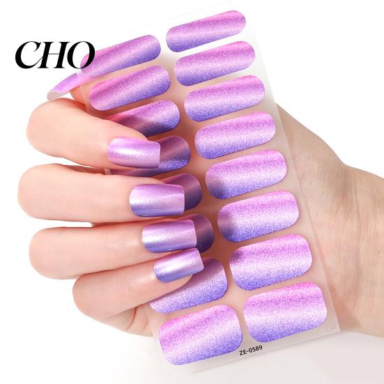 Home Manicure Decals Glitter Nail Polish Strips with File Easy Apply Remove Self Adhesive Women Art Full Sticker DIY Decoration Wrap Peel Stick Nails