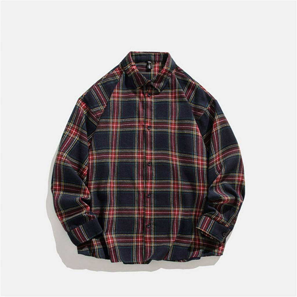 Весна и осень, новая мужская повседневная шерстяная клетчатая рубашка с длинными рукавами, свободная рубашка для пары