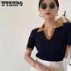 WTEMPO Women's Polo Collar Short Sleeve Fashion T-Shirts Slim Knitted Tees Skinny Casual Lady Solid Summer Tank Tops