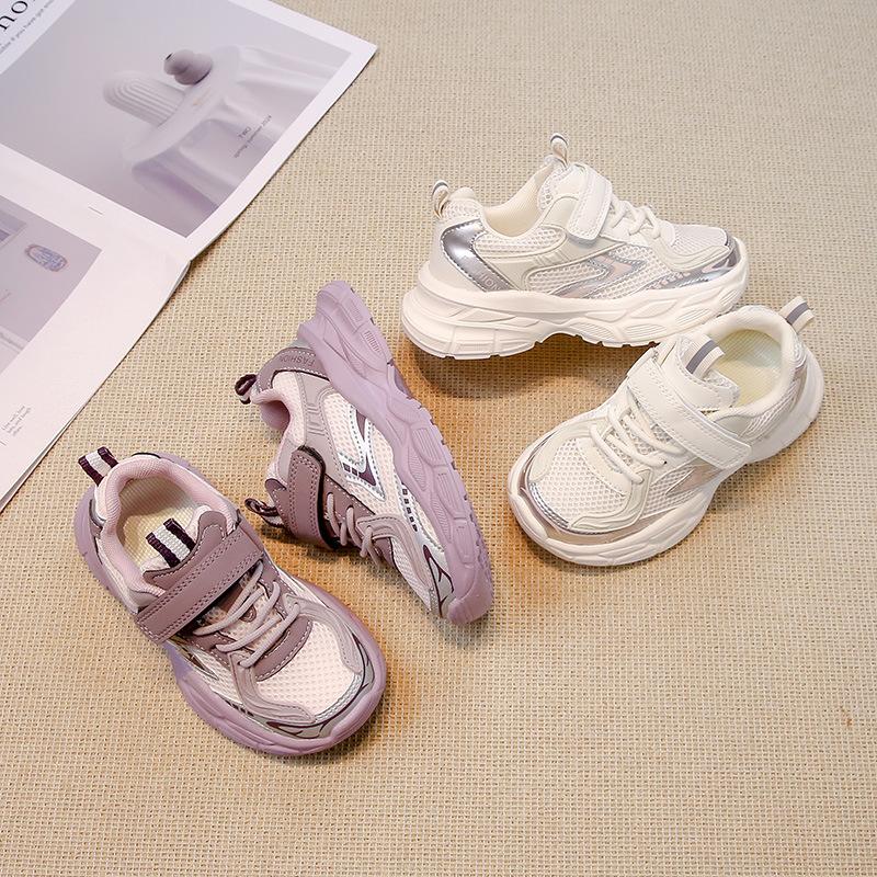 Девочки спортивная обувь 2025 новая весна и осень детская обувь сетчатая дышащая обувь папы летняя мужская для среднего и старшего возраста детская сетчатая обувь