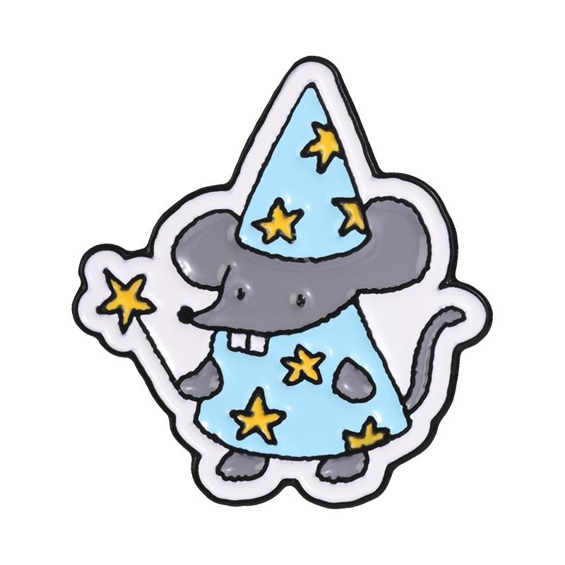 Xiaomi Magician Wizard Animal Enamel Pin Cute Raccoon Possum & Rat Wearing Starry Hats & Robes Holding Magic Wands Brooch Jewelry Badge