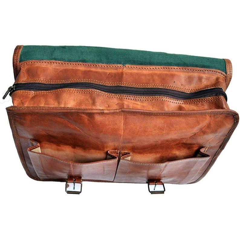 16" Leather Messenger Bag Laptop Case Office Briefcase Gift for Men Computer Distressed Shoulder Bag