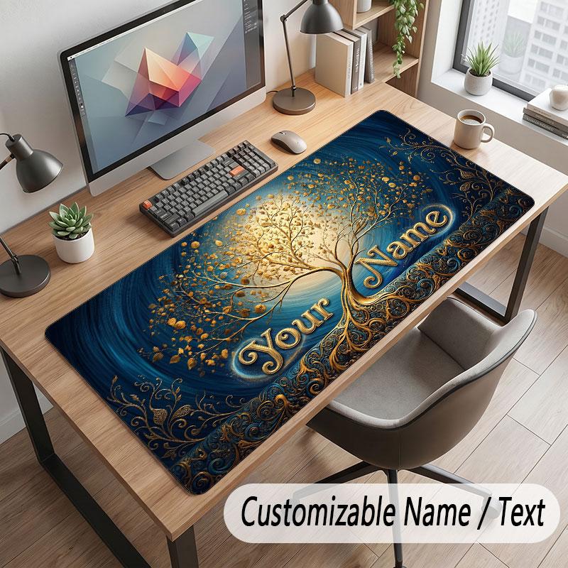 Nature Library Travel Theme Customized Mouse Pad Personalized Print Name Text Desk Mat For Home Office Table Decor