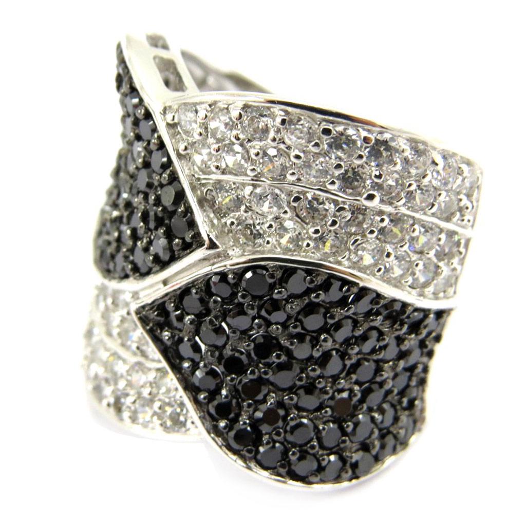 Silver Ring 'Romy' Black White Silver (rhodium) - 20 Mm