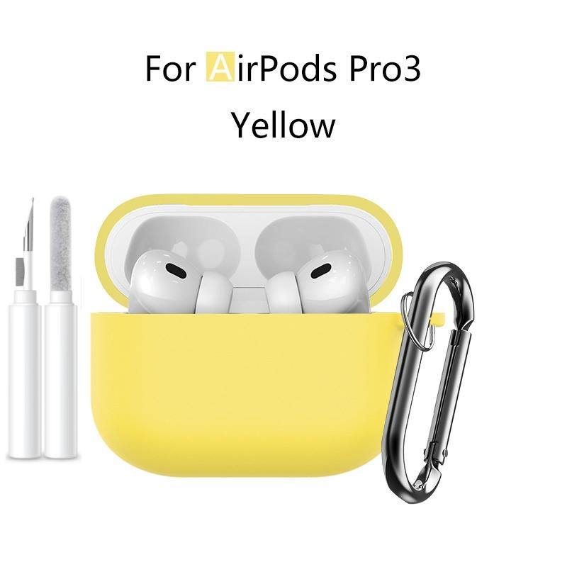 Новый 2025 Чехол для Apple Airpods Pro 3 Мягкий силиконовый Полная защитная крышка с чистящим набором и брелком для чехла Airpods Pro 3