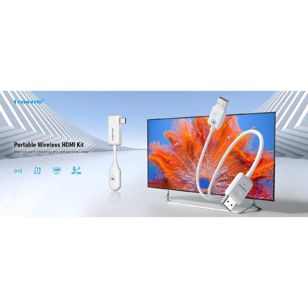 Lemorele HDMI Wireless Transmitter Receiver Extender Kit 98FT/30M Wireless Display Dongle for TV Camera Live Streaming Projector