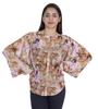 Moomaya Женская рубашка с принтом на пуговицах и воротником-стойкой с длинными рукавами, летняя