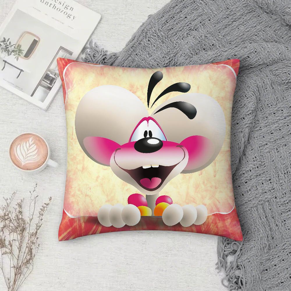 Cartoon DDiddl RRatS Pillow Case Square DoubleSided Printing Sofa Cushion Cover Pillowcase Bedroom Bedside