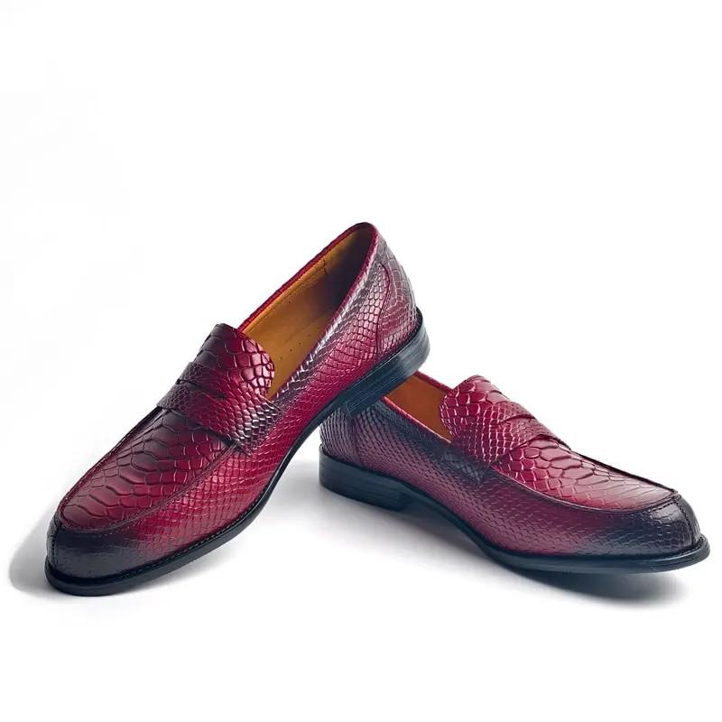 Fashion Popular Men Loafers Fashion Snake Pattern Leather Shoes Driving Footwear Handcraft Customized Comfortable Business Shoes Leather