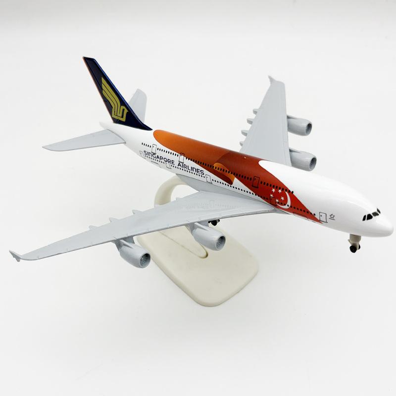 Модель самолета A380 Singapore Airlines 20 см, масштабная модель из сплава, самолет-сувенир, игрушка на колесиках, для коллекции хобби, подарок