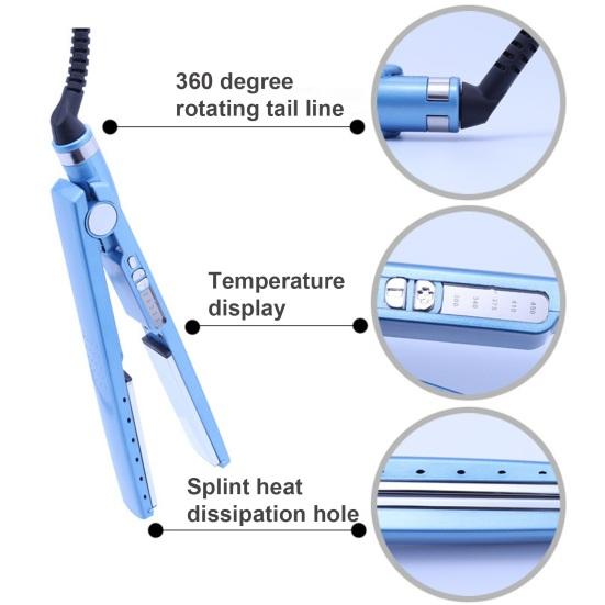 Портативный выпрямитель для волос с дисплеем температуры, электрический щипцы для завивки волос с быстрым нагревом, дорожная плойка для завивки волос, женский инструмент для укладки волос