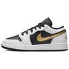 Детские баскетбольные кроссовки Air Jordan 1 Low Белые Черные Металлик Золотые 553560-172