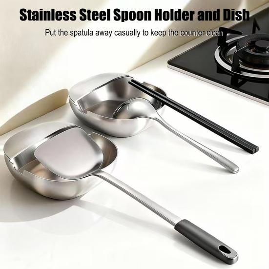 Stainless Steel Spoon Holder Wide Base Kitchen Utensil Holder Multipurpose Cooking