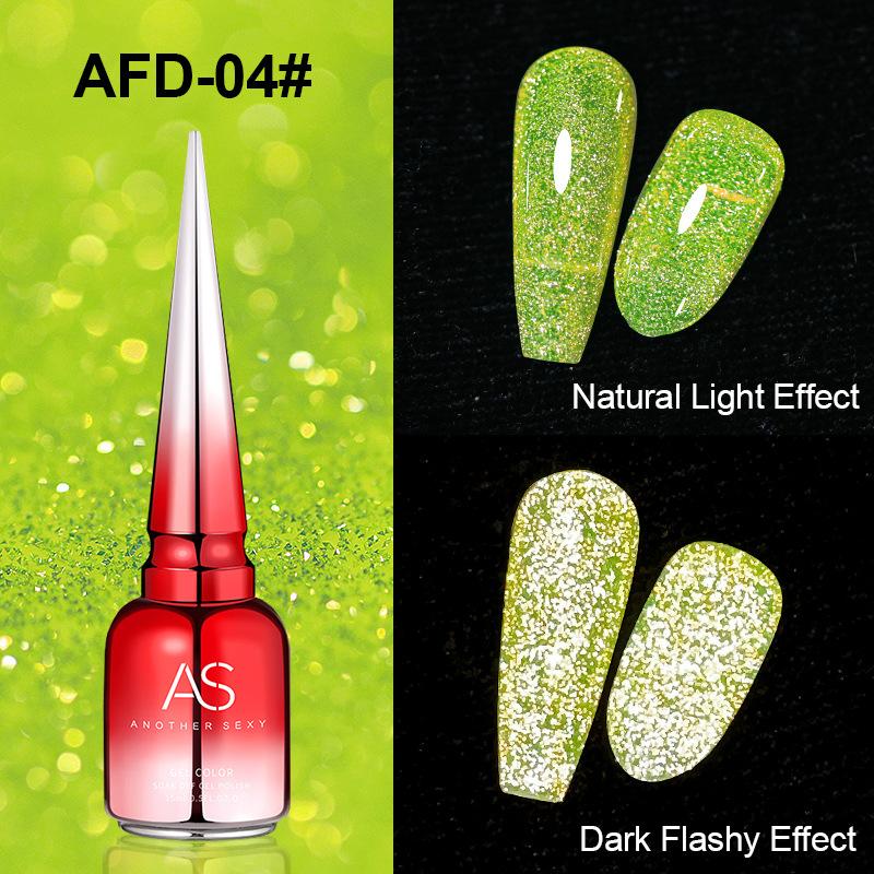 Explosive Fluorescent Broken Diamond Nail Polish Glue Colorful Reflective Bouncy Nail Polish Glue for Nail Salons Phototherapy Glue