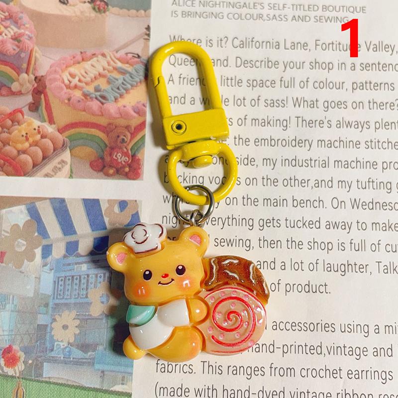 Милый брелок для ключей в виде медведя из смолы, кулон на сумку, брелок с изображением мультфильма, ювелирные изделия для женщин, рюкзак, подвески, аксессуары для декора