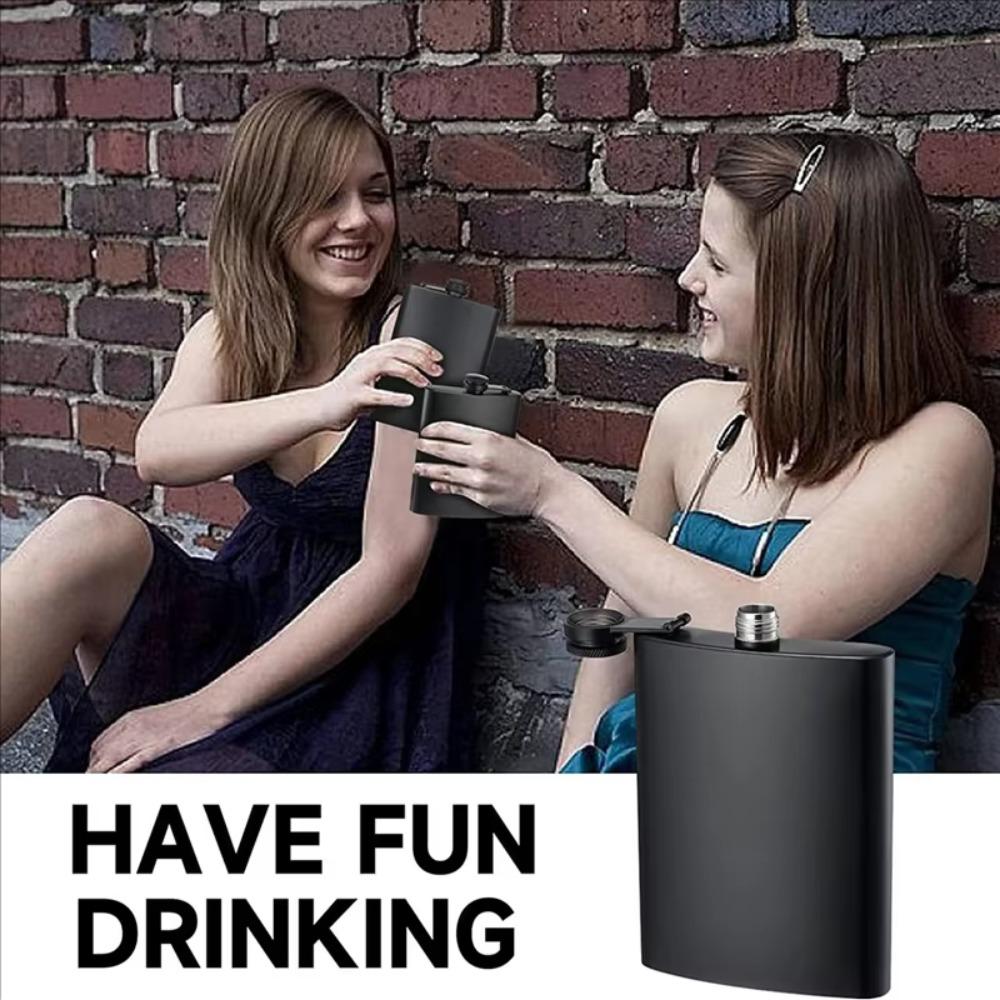 Нержавеющая сталь Фляжка Плоская Бутылка для Виски Посуда Черный Карманный Флакон Туризм
