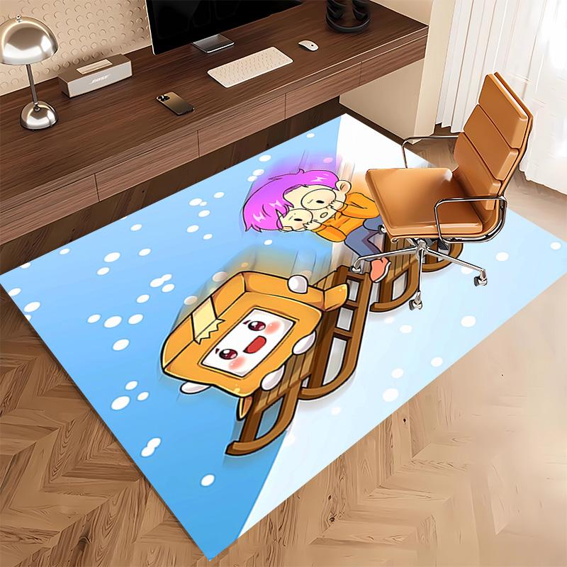 1pc Lankybox Foxy and Rocky Print Area Rug - Soft, Washable Non-Slip Indoor Mat, Living Room, Home Office Decorative Rug,Office Decorative
