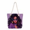 Multifunctional Black girl  Printed Thick Rope Shoulder Beach Bag 7581 KTB