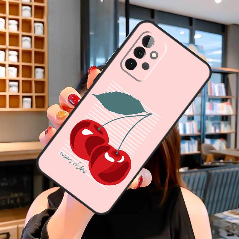 Летний чехол с красной вишней для Samsung Galaxy A06 A05 A16 A26 A36 A56 A53 A32 A52 A33 A13 A55 A35 A15 A14 A34 A54