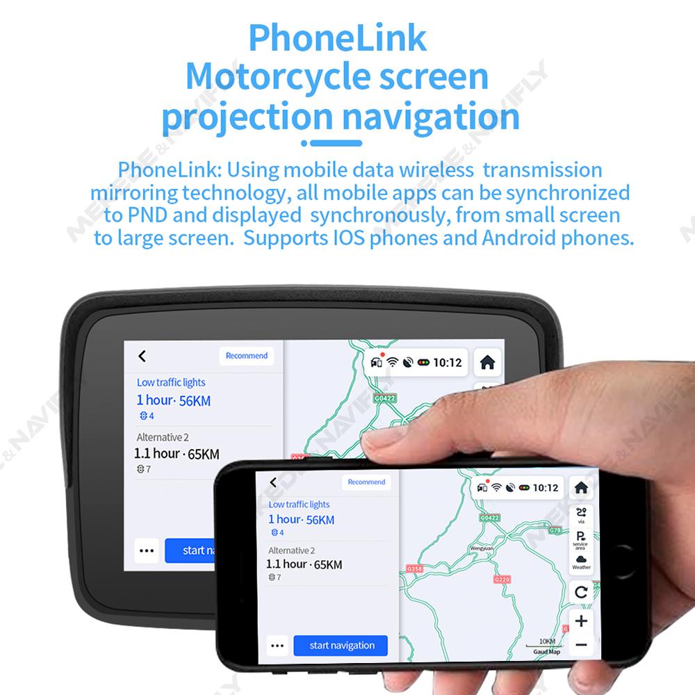 5-дюймовый мотоциклетный GPS-навигатор для Carplay Moto портативный мотоцикл IP67 водонепроницаемый ЖК-дисплей беспроводной Carplay Android Auto