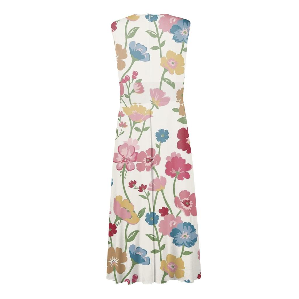 Женское длинное платье Платье макси Повседневное платье Летнее повседневное платье без рукавов с v-образным вырезом в стиле бохо с талией и принтом