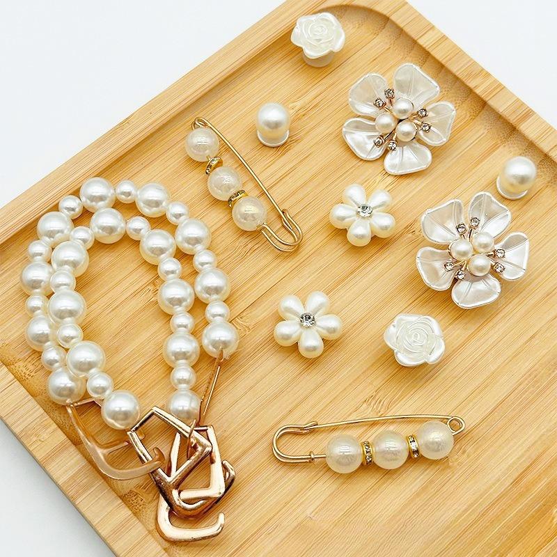 Подвеска для обуви Crocs DIY Vintage Pearl Metal Five Leaf Flower Украшения для обуви Пряжка для Croc Подвески Аксессуары для обуви с отверстиями