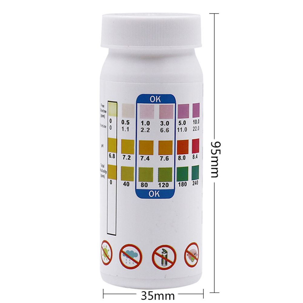 50pcs Swimming Pool Alkalinity Test Strips 3 In 1 Test Paper Water Test