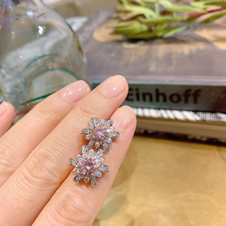 Cross Border Electroplating Separation Of Pink Rings Flower Necklaces Earrings Bridal Jewelry Set Combination