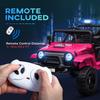12V Battery Powered Kids Ride-On Car, Electric Truck w/ Spring Suspension, Remote, Music, Horn, Lights, Pink