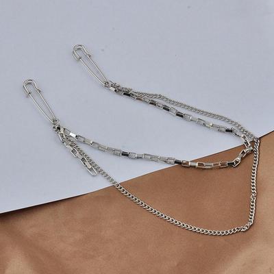 Двойная цепочка брошь, прочный модный декоративный мужской женский кулон металлические булавки для галстука для подарка пальто