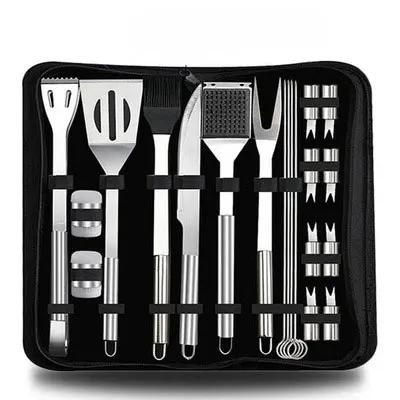 BBQ Tool Set, Portable Oxford Bag, Grilling Utensils, Stainless Steel Grill, Spatula Brush, Outdoor Barbecue Accessories