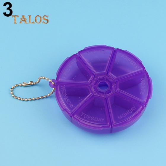 Round Shape 7 Grids Medicine Pill Plastic Storage Box Dispenser Holder Organizer Health Care