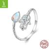 Pattern Fatima Lucky Hand Open Ring, Chao Opal S925 Sterling Silver Ring