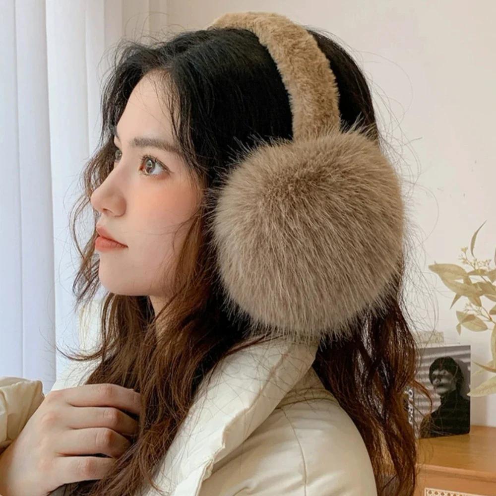 Модные мягкие зимние наушники из искусственного меха для женщин и мужчин, однотонные наушники-вкладыши для защиты от холода, защитные наушники для ушей